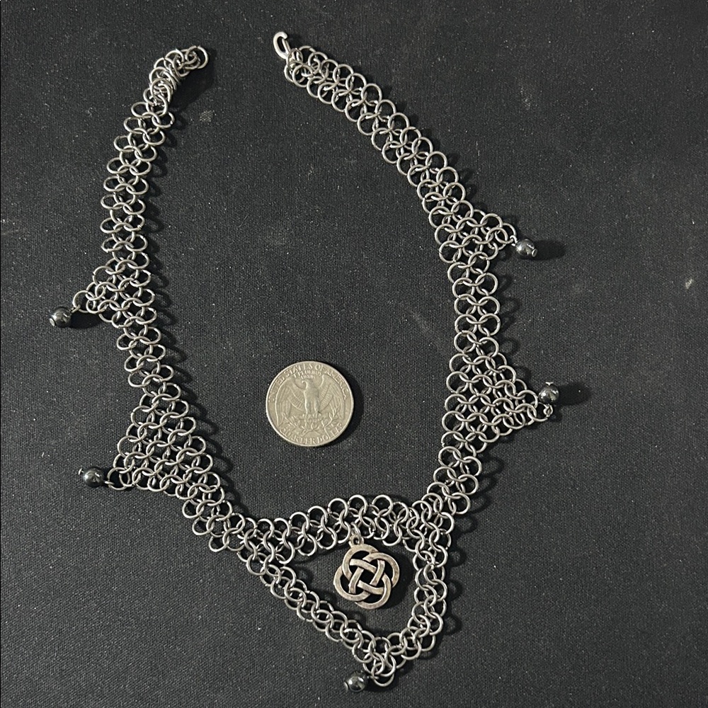 Silver Celtic Knot Chainmail Necklace - Handmade Ren Faire Stainless Steel
